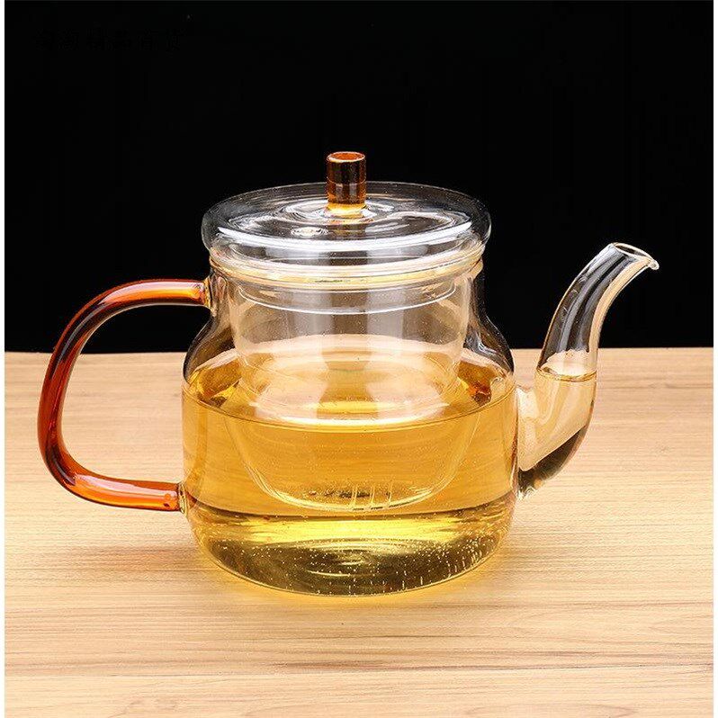 High temperature resistant glass flower teapot teapot boiling teapot glass kung fu teapot household teapot teacup set single pot