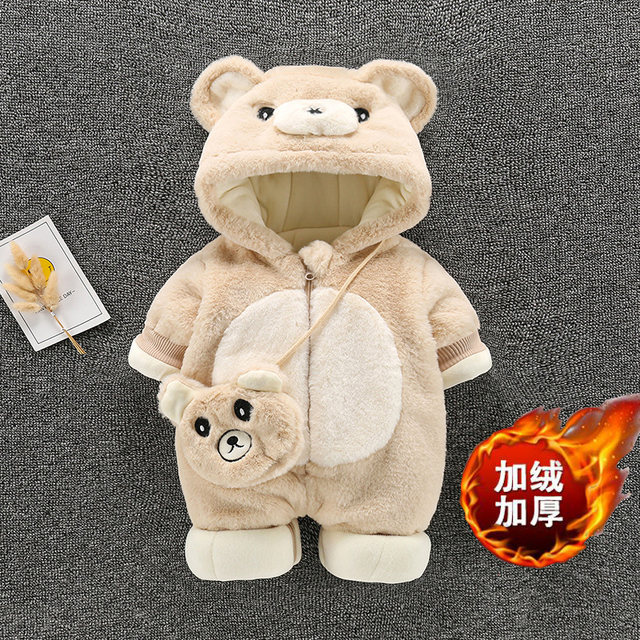 Baby winter one-piece suit 0-1 years old male and female baby winter clothes thickened and warm to go out hugging autumn and winter suit 6