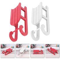 2Pcs Table Christmas Sleigh Wooden Sled Decorative Holiday
