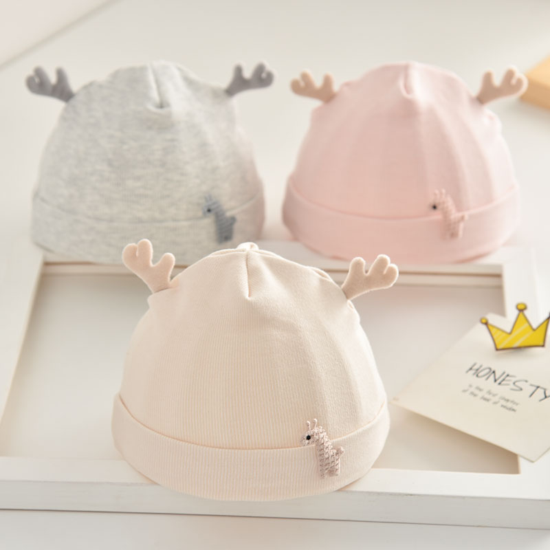 Baby hat pure cotton newborn birth cap 0 - March spring and autumn thin early autumn female baby autumn winter