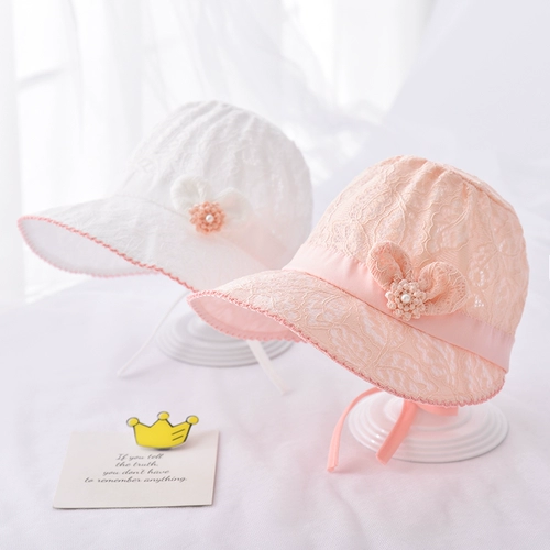 Летняя тонкая кружевная милая шапка для девочек для новорожденных для принцессы, защита от солнца