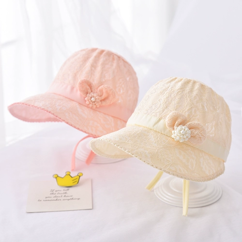 Летняя тонкая кружевная милая шапка для девочек для новорожденных для принцессы, защита от солнца