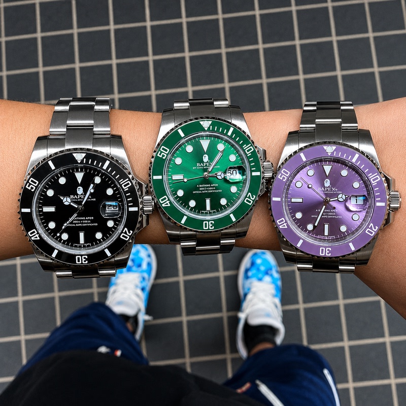 Bape Type 1 Bapex Popular Pointer-Style Diver's Watch Ceramic Stainless Steel Mechanical Men's Watch Waterproof 21Ss