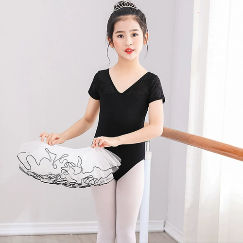 Детский кружевной этнический костюм, танцующая спортивная одежда, короткий рукав