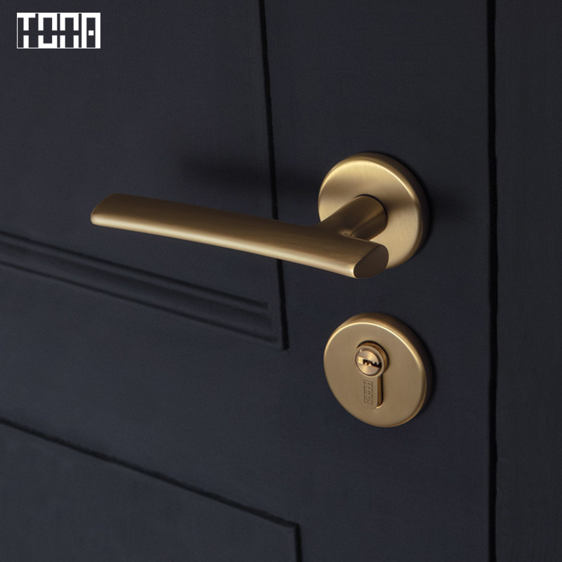 Zhiya Tongna TONA brass interior door lock solid wood door handle bedroom all copper room door lock new Chinese style villa