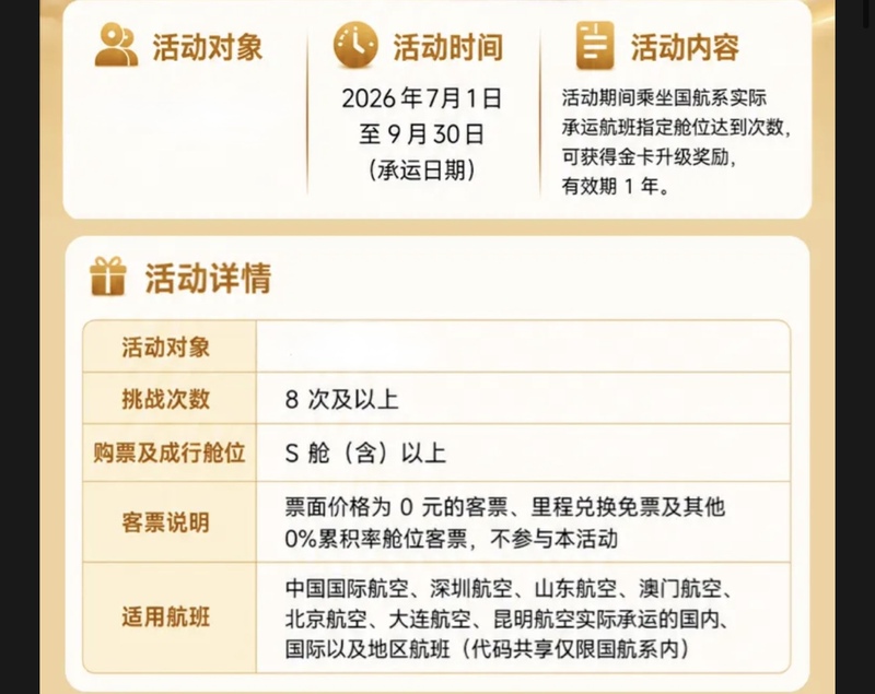 Air China Gold Card Challenge, 8 Flights to Gold Status Air China Gold Card Challenge, 8 Flights to Gold Status