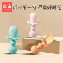 Zhaoduo baby learning to eat training spoon short handle spoon Fork silicone baby child newborn tableware set complementary food
