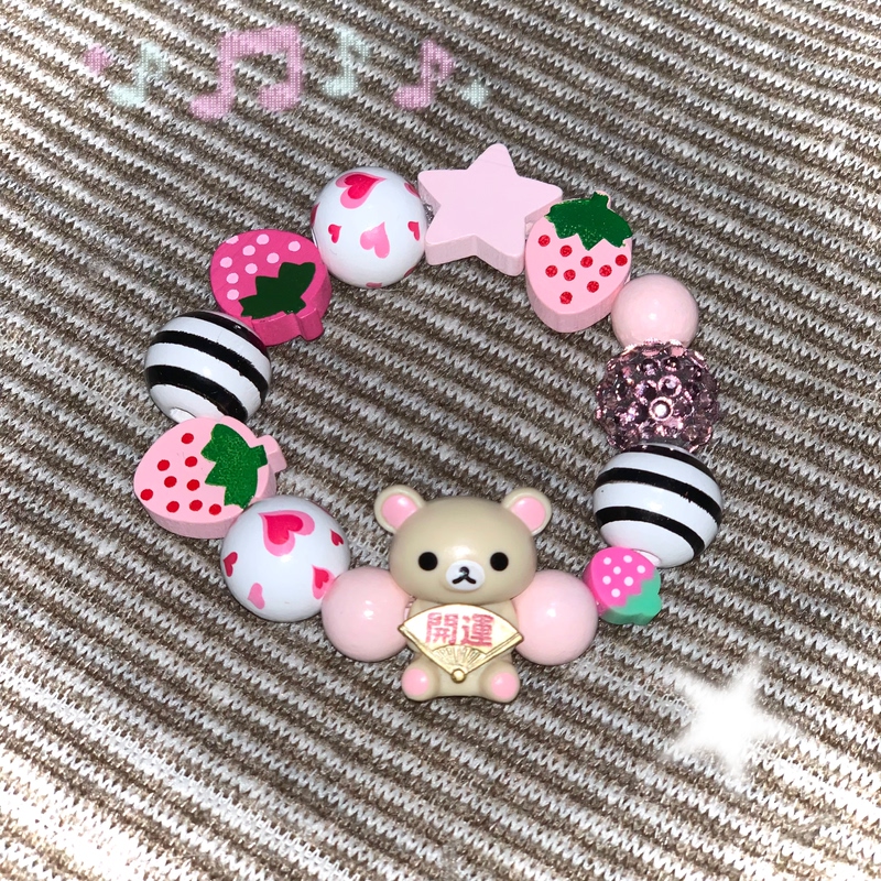 Pocketbabe Original Strawberry Rilakkuma Vintage Bracelet 90S/Y2K/Millennium/Cute Best Friend Couple Style Pocketbabe Original Strawberry Rilakkuma Vintage Bracelet 90S/Y2K/Millennium/Cute Best Friend Couple Style