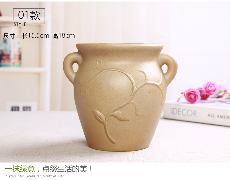 Coarse pottery air breathing fleshy ceramic flower POTS, large diameter high ceramic flower implement green plant pot furnishing articles