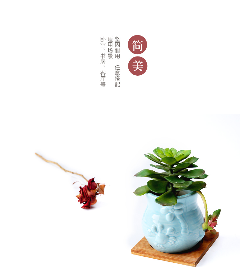 Ceramic flower pot tray bamboo tray was originally prevent leakage tray flower basin after water bamboo MATS pot tray was originally flower basin as