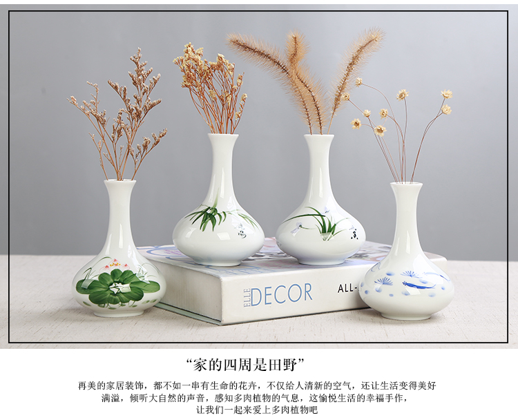 White vase hand - made celadon ceramics flowerpots indoor dry flower adornment desktop furnishing articles bottle water raise hydroponic the plants