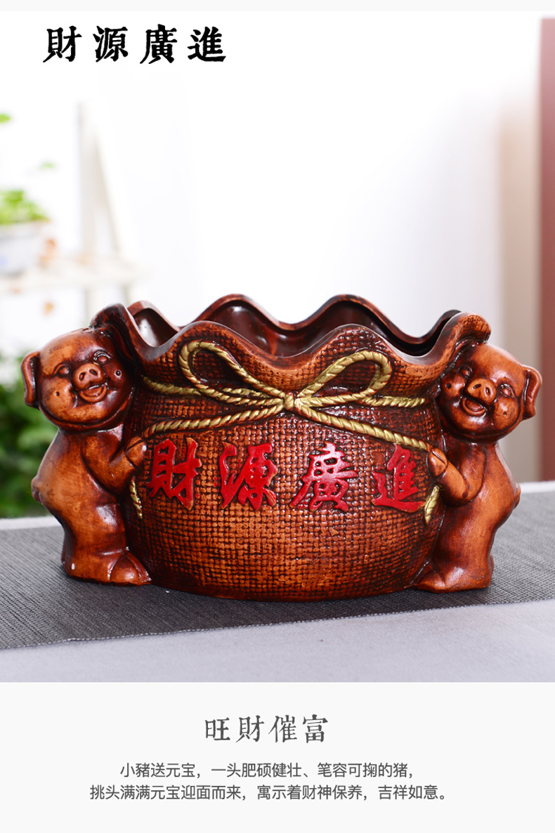 Restoring ancient ways is rich pig ceramic flower pot rich banyan tree European flower implement move flowerpot lucky auspicious pig and flower POTS