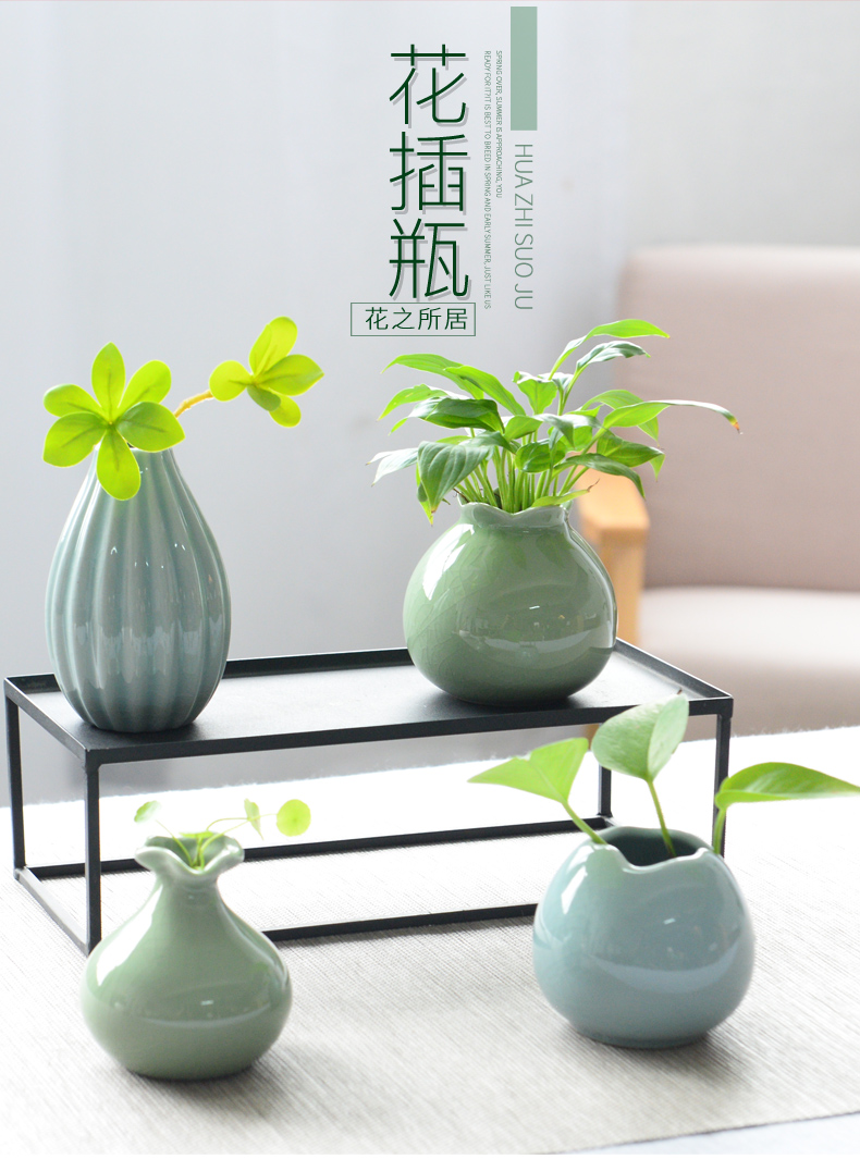 Modern creative little sitting room adornment flowers fresh celadon vase household furnishing articles grass cooper hydroponic flowers in the container