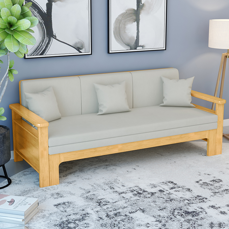Solid wood sofa bed double living room multi-function dual-use foldable bed bedroom small apartment single sitting and sleeping dual-use bed