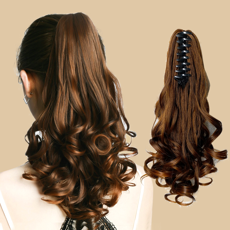 Wig sheet Zama Tail High Grip Clip Strap Style Medium Long Pear Flower Curly Hair Big Wave Braid Emulated Wig Film 