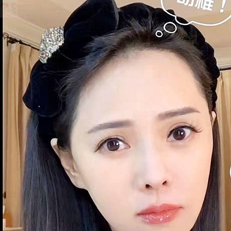 Yi Nengjing the same headband ins wind retro rhinestone net red retro velvet bow pleated headband fairy hair