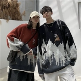 Парная одежда для влюбленных, свитер, трикотажное шерстяное термобелье, осенняя, оверсайз, с вышивкой