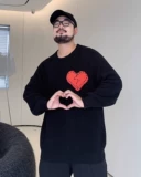 Трикотажный свитер, куртка с круглым воротником, осенний, свободный крой, оверсайз