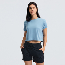 lulu original plant summer professional fitness suit female short sleeve t-shirt loose display slim yoga running sport blouse women