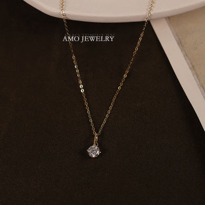 Moisan diamond 1-carat 50 points 30 points loose diamond pendant, 18k gold four-prong single diamond necklace, real gold jewelry, women's gift