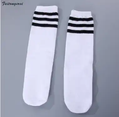 Three-bar stripes college style socks students men and women cotton size slim tall socks wholesale