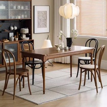 French mid-century style solid wood dining table light luxury retro rectangular home small apartment dining table log dining table