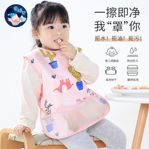 Childrens gown waterproof and anti-dirty summer thin rice pocket baby clothes for men and women baby eating bibs newborn sleeveless sleeveless
