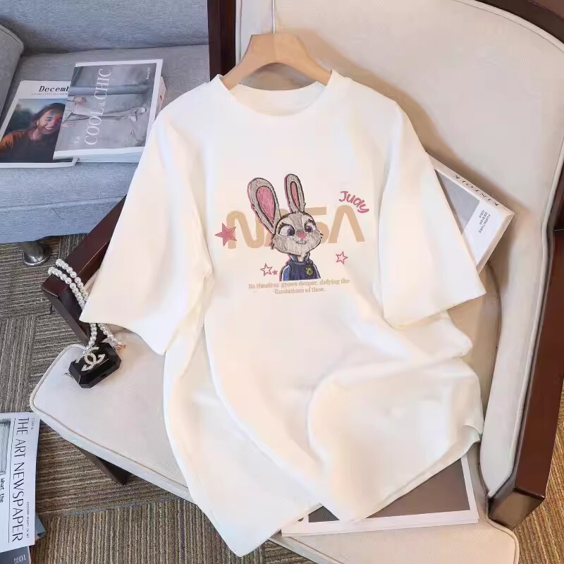 Nursing Tops for Going Out, Hot Mom Style, Summer Cartoon Print, Pure Cotton Short-Sleeved T-Shirt, Postpartum Breastfeeding Clothes, Trendy
