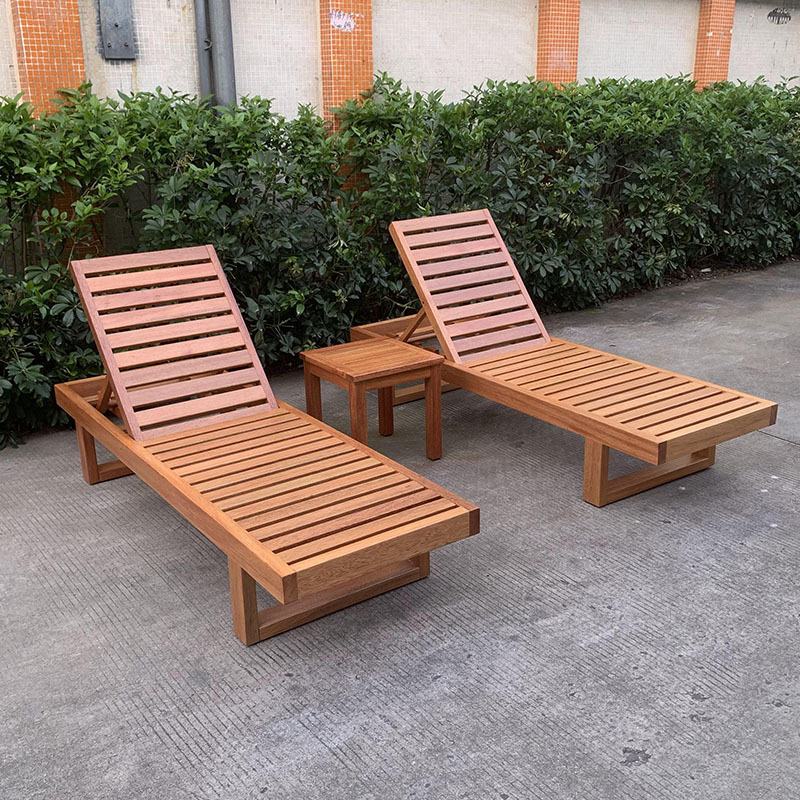 Outdoor Solid Wood Lounge Chair Villa Courtyard Open-Air Sun Protection Anti-Corrosion Wood Bed Pool Nap Folding Leisure Beach Chair