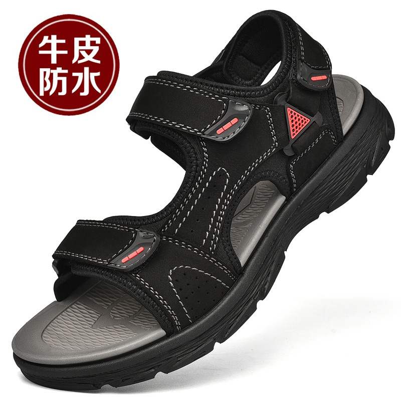 Sandals men's summer outside wearing non-slip 2022 new sports casual soft bottom beach men's leather sandals genuine leather