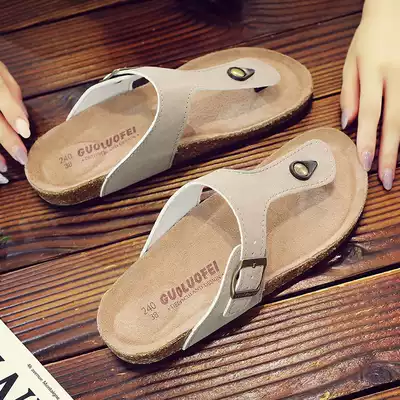 Men summer outdoor 2021 New Flip-flops cool drag clip foot slip fashion trend big size Cork slippers outside wear