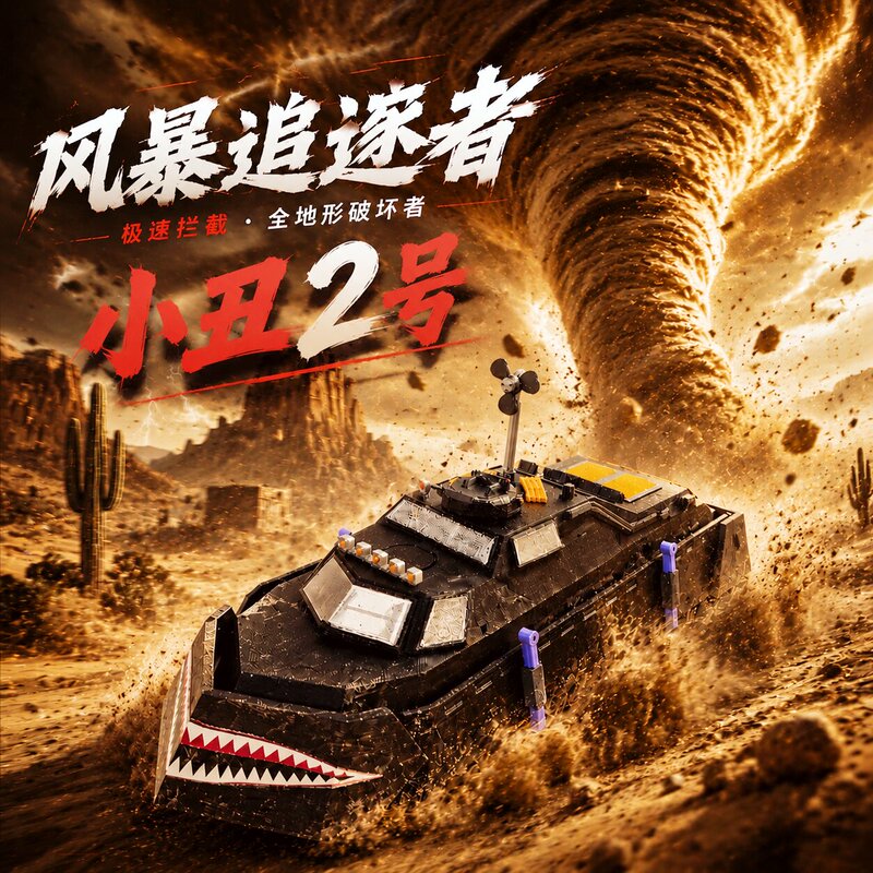 [Clown No. 2] Storm Chaser Tiv2 Tornado Interceptor Vehicle Ruler Model Ornament with Movable Deployment