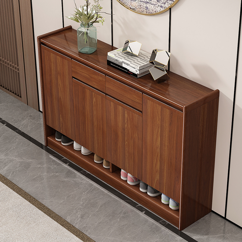 New Chinese shoe cabinet solid wood cabinet home door large-capacity porch cabinet balcony storage cabinet partition storage cabinet living room
