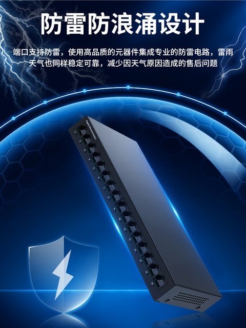 Hongya Vision 16-Port Gigabit Switch Network Cable Converter Router Network Splitter 16-Channel Ethernet Splitter Security Network Monitoring Network Port Expansion High-Speed Dormitory Home Use