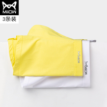 Cat Man Mens Yellow Panties Mens Four Corner Shorts Cotton Breathable breifs Boys Trend Loose Short Pants