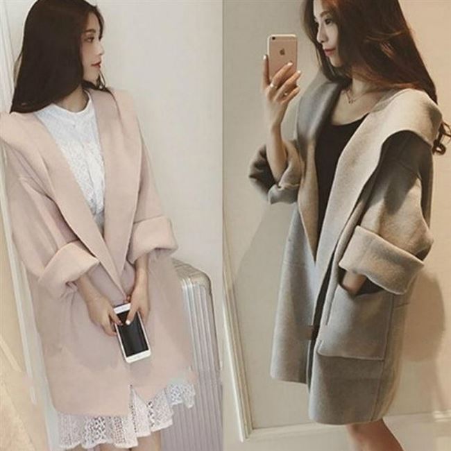 Áo len mùa xuân và mùa thu của phụ nữ mới phiên bản Hàn Quốc của chiếc áo len Nizi dài giữa mùa hè hoang dã của phụ nữ áo len mùa thu và mùa đông - Trung bình và dài Coat