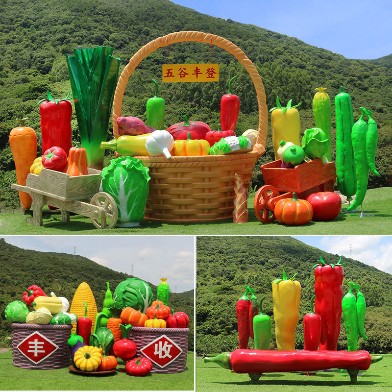 Simulated Vegetable Sculptures Farm Field Garden Landscape Harvest Decoration Tomato Pepper Cabbage Pumpkin Vegetable Basket Ornaments