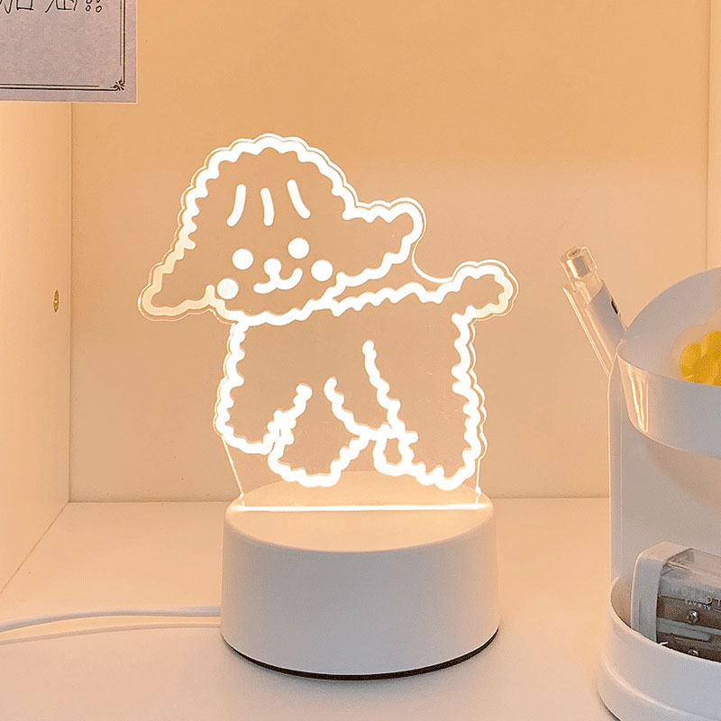 [Standing Dog] (White / Yellow / Warm)Night light girl student Bedside Desk lamp dormitory sleep bedroom sleep room Atmosphere lamp Creative gifts customized logo