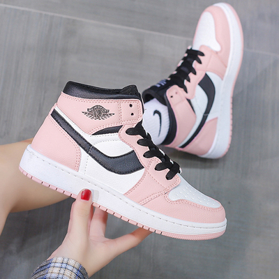 秋季新款韩版鸽子粉高帮小白鞋女运动板鞋