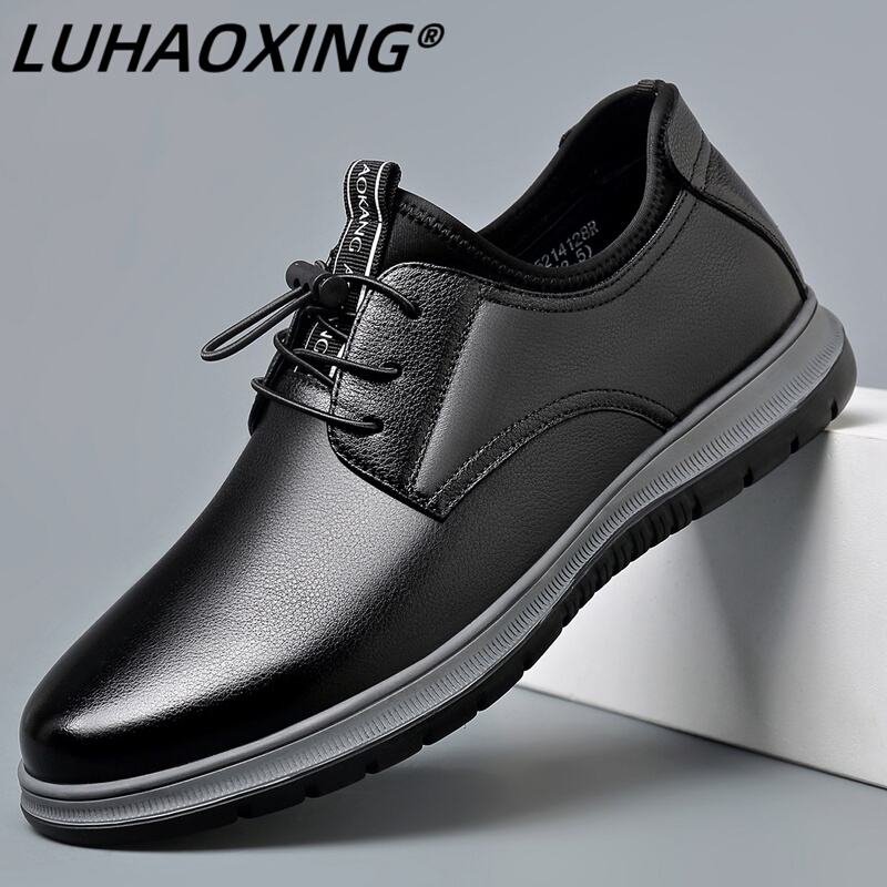 Men's Leather Shoes Summer 2026 New Style Genuine Leather Breathable Inner Height-Increasing Men's Shoes Soft Sole Lightweight Men's Sports Casual Shoes