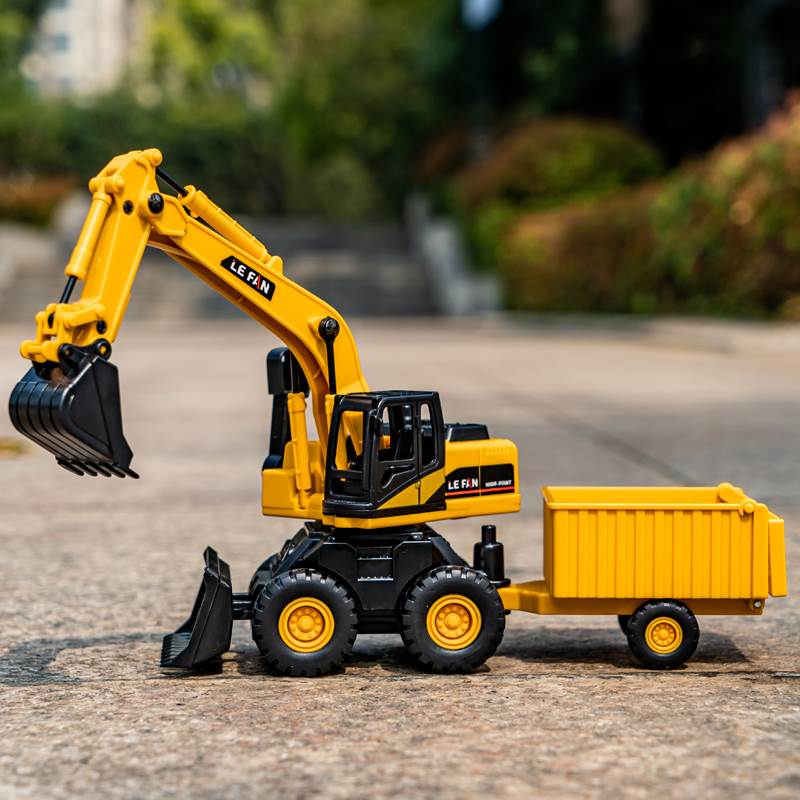 Wheeled Excavator Model Home Children Multifunction Inertia Retroforce Car Engineering Car Small Digger Toy Car-Taobao