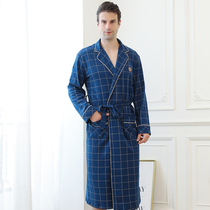 Nightgown men autumn cotton long sleeve personality long pajamas spring and autumn men fashion cotton plus fat large size bathrobe