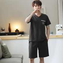 Pajamas men Summer Modal short sleeve Korean casual comfort men summer personality trend home clothing v collar suit