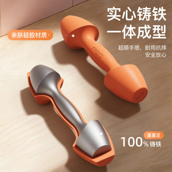 Feildon Dumbbells for Women, Students, and Children, Fitness Equipment for Home Use, Solid Cast Iron with Silicone Coating, Small Exercise Dumbbells