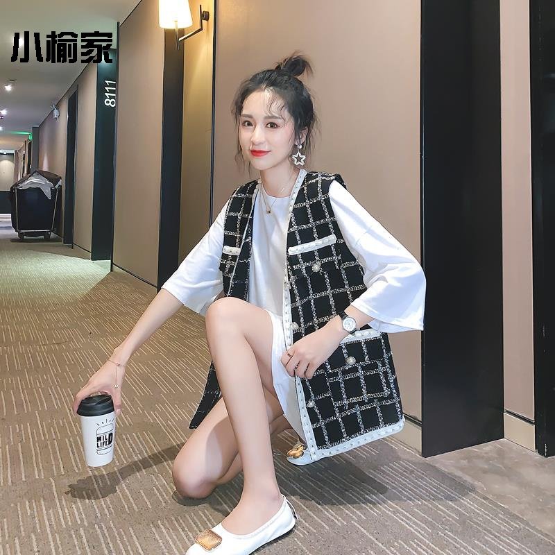 Little elm home 2021 fall coarse flower in the mouth bag waistcoat waistcoat jacket fashion little scents and sweatshirt with no sleeves