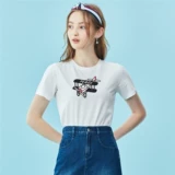 Хлопковая футболка с коротким рукавом, круглый воротник