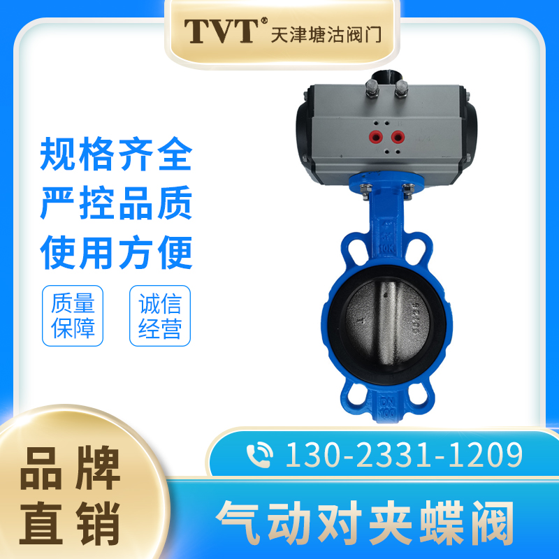 Tianjin Tanggu Valve TVT Pneumatic AT Soft Seal to clip-type butterfly valve D671X INK STAINLESS STEEL PLATE