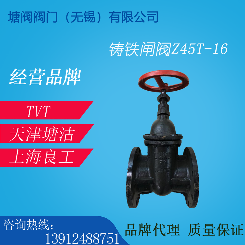 Tianjin Tanggu Valve TVT Shanghai Liangworked Tong Valve Valve Cast iron gate valve Z45T-16DN100DN200