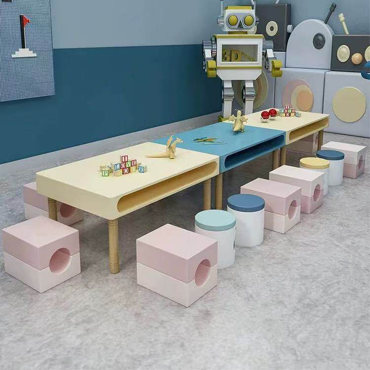 Children's Table and Chair Set for Sales Offices, Kindergarten Writing Table, Craft Table, Elevated Learning Table, Training Table, Game Table