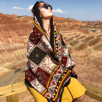 National style big shawl female summer Yunnan Qinghai Lake tourist photo scarf seaside thin outer sunscreen scarf